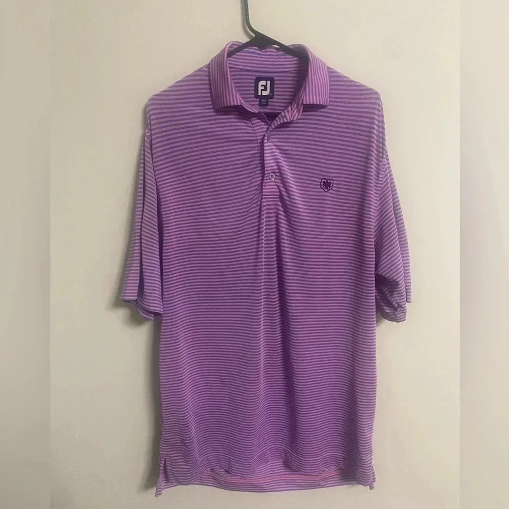 FootJoy Men’s Golf Polo Shirt Size Medium Short Sleeve Pink Purple Striped